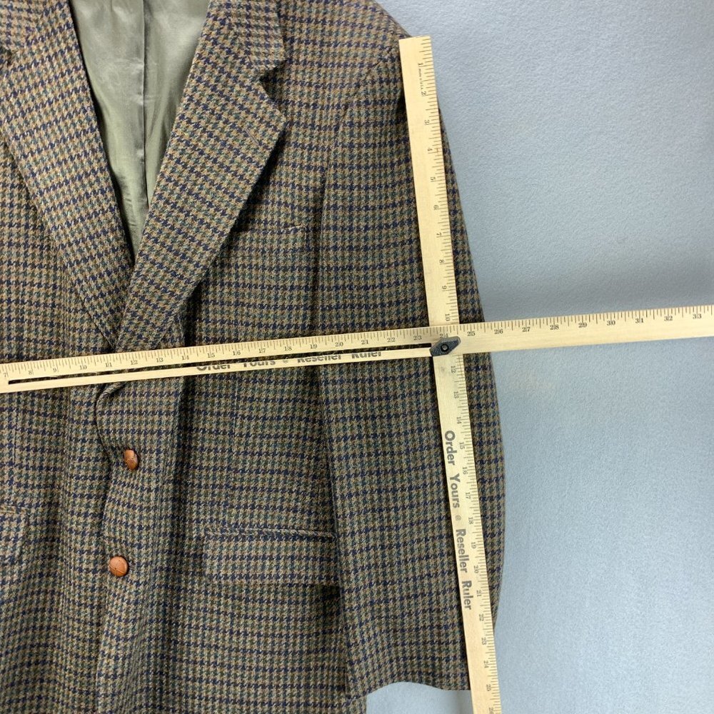 **SOLD**Woolrich Wool Blazer Mens 42L 42 Long Brown Green Black Leather Knot - Picture 11 of 16